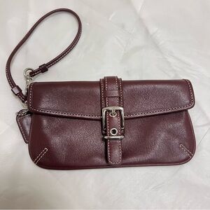 Coach Burgundy Mini Bag with Silver Buckle